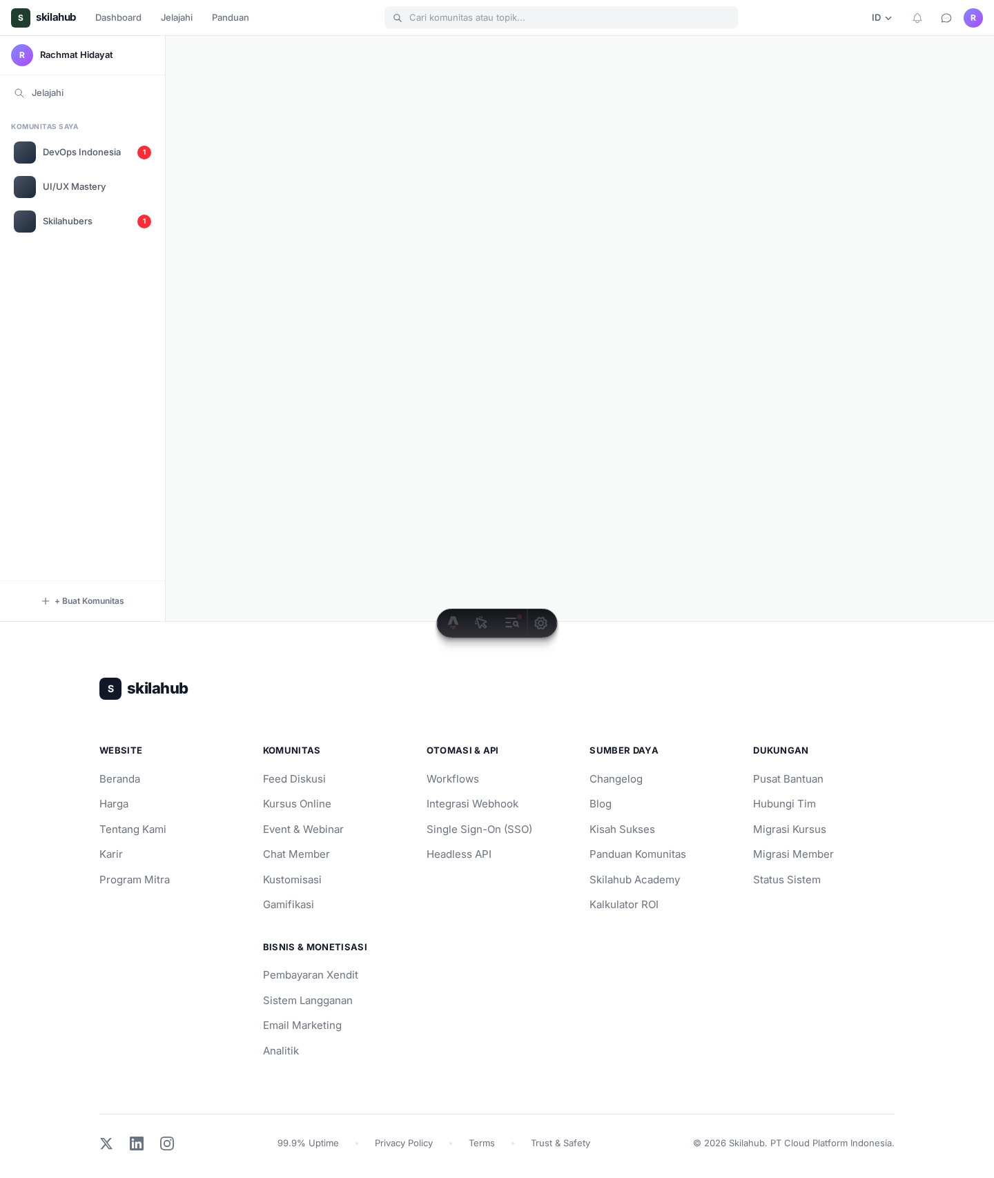 Tampilan fitur kelas online pelacakan progres belajar di platform Skilahub LMS
